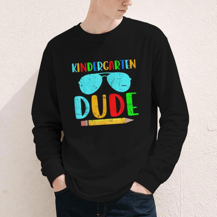 Kindergarten Dude First Day Back To School Kids Boys Youth Long Sleeve Tee Kindergarten Dude First Day Back To School Kids Boys Youth Long Sleeve Tee