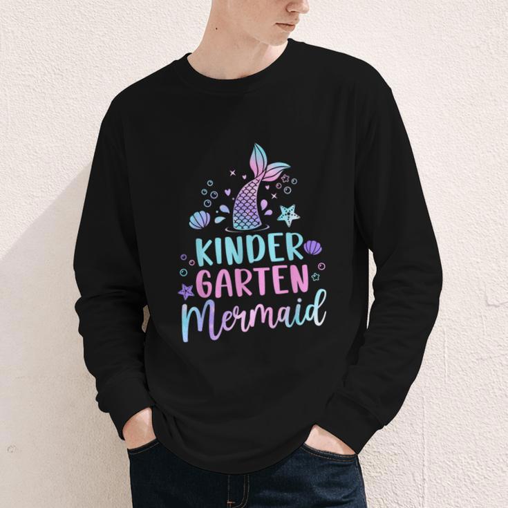 Kindergarten Mermaid Back To School Girls First Day Kinder Youth Long Sleeve Tee