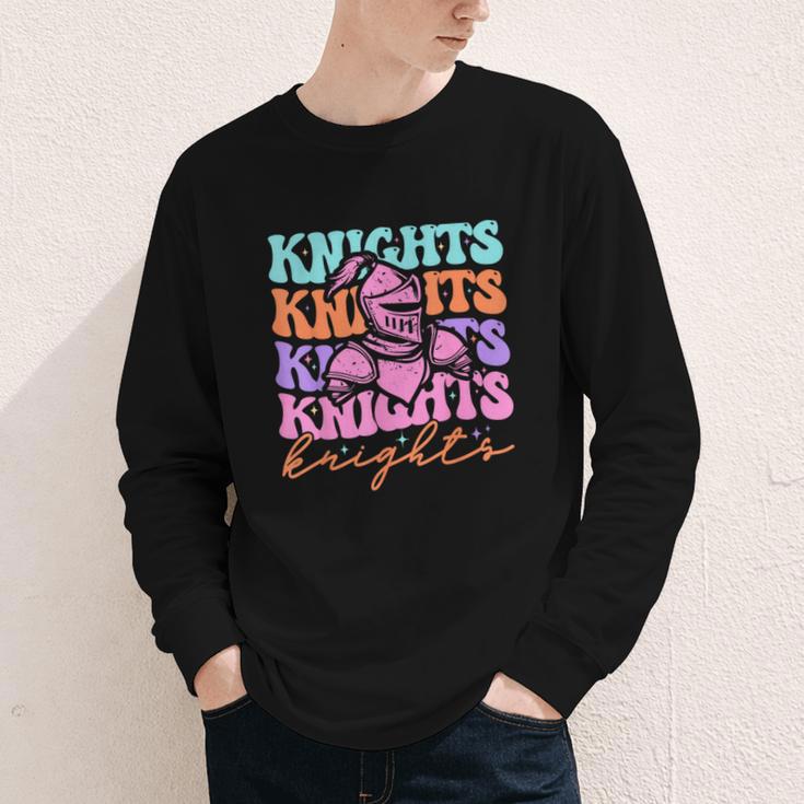 Knights Mascot Back To School Spirit Sports Men Women Groovy Youth Long Sleeve Tee
