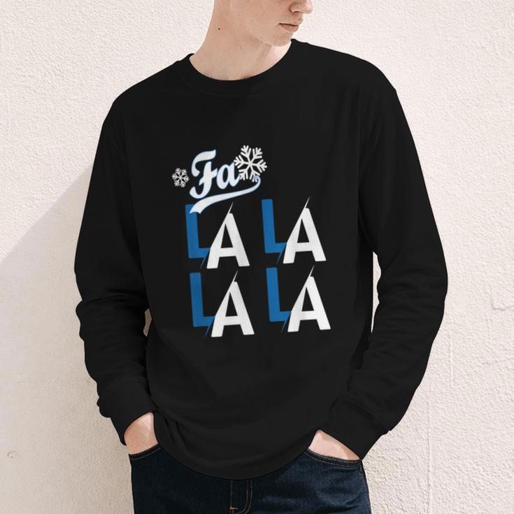 LA Baseball Fan Christmas FA La La Holiday Blue Theme Youth Long Sleeve Tee LA Baseball Fan Christmas FA La La Holiday Blue Theme Youth Long Sleeve Tee