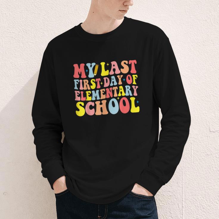 My Last First Day Of Elementary School Groovy Back To School Youth Long Sleeve Tee My Last First Day Of Elementary School Groovy Back To School Youth Long Sleeve Tee