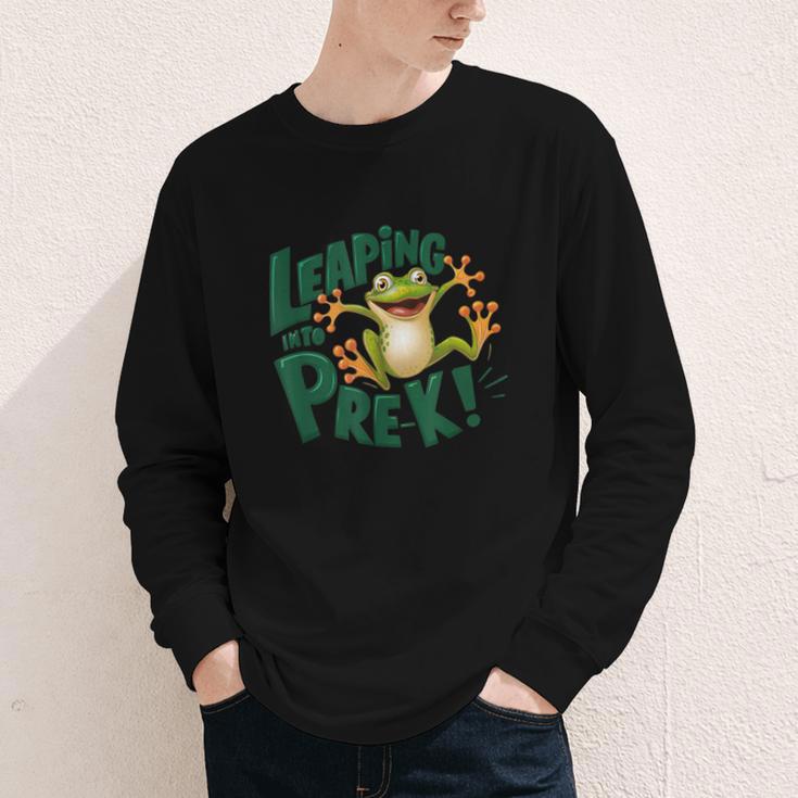 Leaping Into Pre-K Jumping Tree Frog Back To School Fun Youth Long Sleeve Tee Leaping Into Pre-K Jumping Tree Frog Back To School Fun Youth Long Sleeve Tee