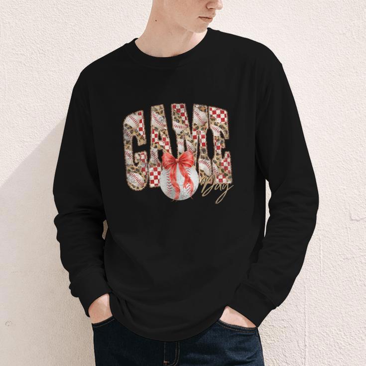 Leopard Checkered Game Day Baseball Coquette Bow Women Girls Youth Long Sleeve Tee Leopard Checkered Game Day Baseball Coquette Bow Women Girls Youth Long Sleeve Tee