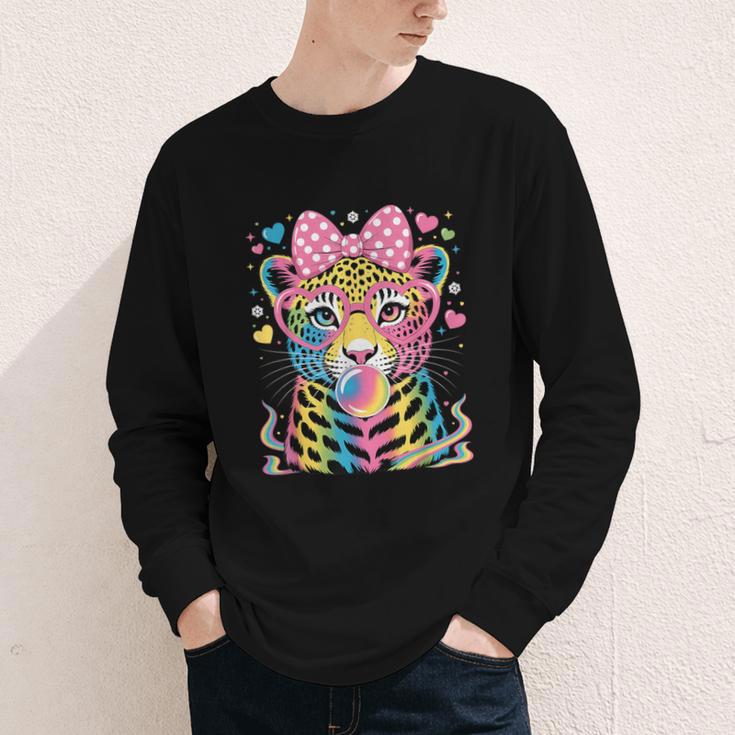 Leopard Glasses Blowing Bubble Gum Back To School Kids Youth Long Sleeve Tee Leopard Glasses Blowing Bubble Gum Back To School Kids Youth Long Sleeve Tee