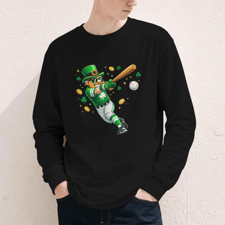 Leprechaun Play Baseball St Patrick's Day Men Kid Boys Youth Long Sleeve Tee Leprechaun Play Baseball St Patrick's Day Men Kid Boys Youth Long Sleeve Tee
