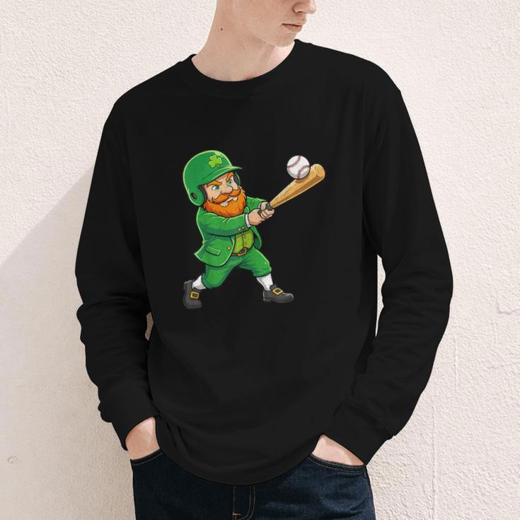 Leprechaun Playing Baseball St Patricks Day Men Boys Kids Youth Long Sleeve Tee Leprechaun Playing Baseball St Patricks Day Men Boys Kids Youth Long Sleeve Tee