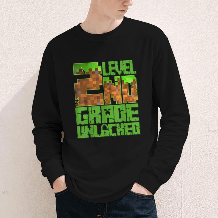 Level 2nd Grade Unlocked Game Pixel Kids Boy Back To School Youth Long Sleeve Tee