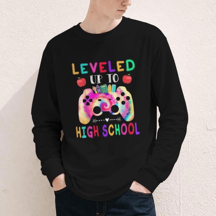 Leveled Up To High School Gaming Fun Back To School Tie Dye Youth Long Sleeve Tee Leveled Up To High School Gaming Fun Back To School Tie Dye Youth Long Sleeve Tee