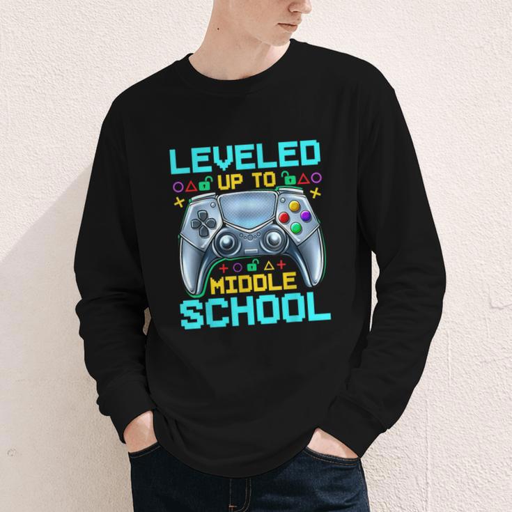 Leveled Up To Middle School Video Gamer Back To School Boys Youth Long Sleeve Tee Leveled Up To Middle School Video Gamer Back To School Boys Youth Long Sleeve Tee