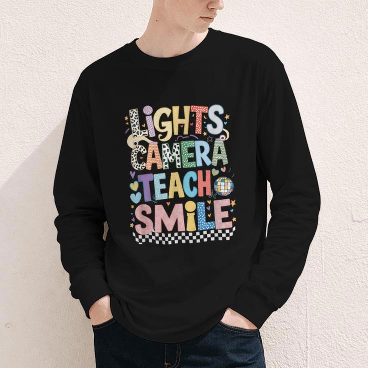 Lights Camera Teach Smile Back To School Awesome Learners Youth Long Sleeve Tee
