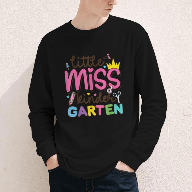 Little Miss Kindergarten First Day Back To School Girls Cute Youth Long Sleeve Tee Little Miss Kindergarten First Day Back To School Girls Cute Youth Long Sleeve Tee