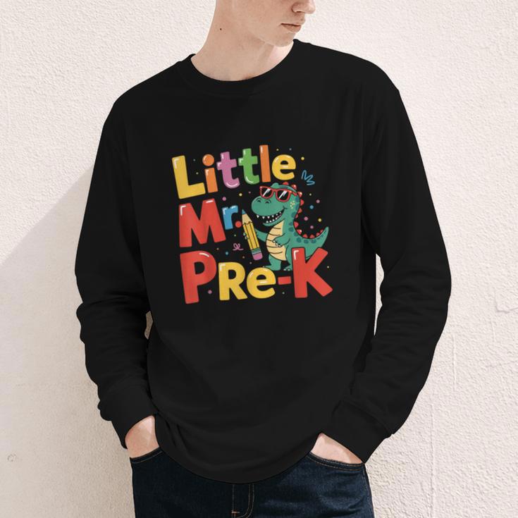 Little Mr Pre-K Dino Back To School Youth Long Sleeve Tee Little Mr Pre-K Dino Back To School Youth Long Sleeve Tee