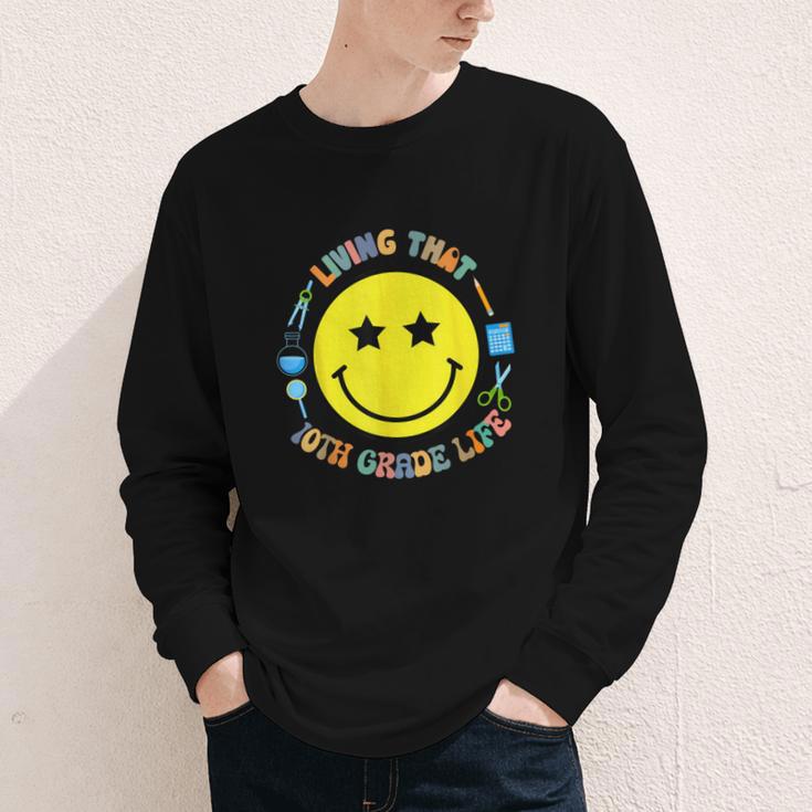 Living That 10th Grade Life Fun Back To School Supply Smile Youth Long Sleeve Tee Living That 10th Grade Life Fun Back To School Supply Smile Youth Long Sleeve Tee