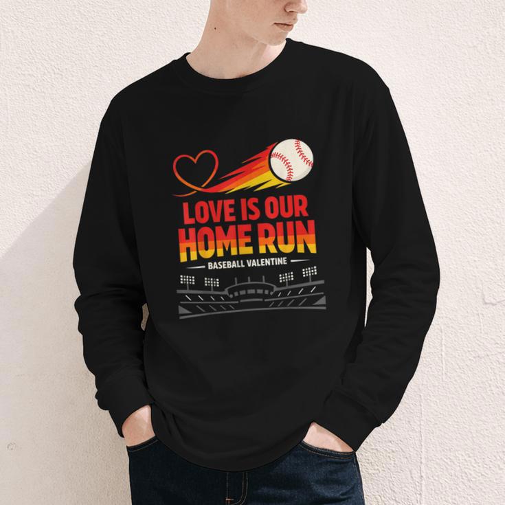 Love Is Our Home Run Baseball Valentine Couple Youth Long Sleeve Tee