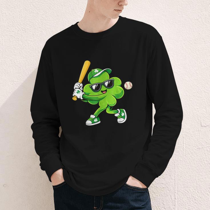 Lucky Shamrock Playing Baseball St Patrick's Kids Boys Youth Long Sleeve Tee Lucky Shamrock Playing Baseball St Patrick's Kids Boys Youth Long Sleeve Tee
