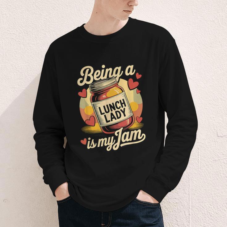 Being a Lunch Lady Is My Jam Retro Jam Jar Back To School Youth Long Sleeve Tee