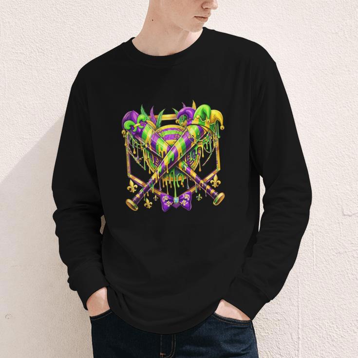 Mardi Gras Baseball Jester Hat New Orleans Men Women Kid Youth Long Sleeve Tee Mardi Gras Baseball Jester Hat New Orleans Men Women Kid Youth Long Sleeve Tee