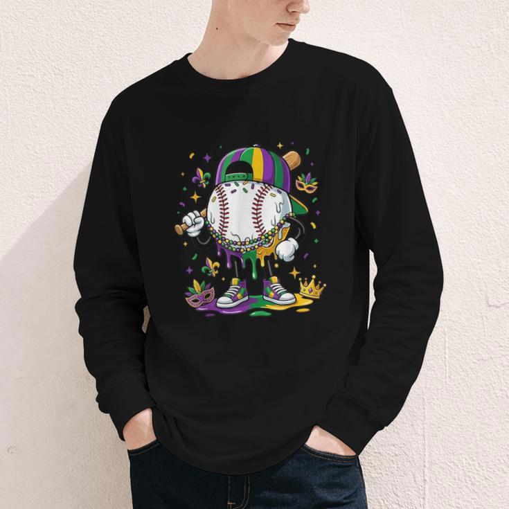 Mardi Gras Ice Cream Drip Baseball Carnival Party Mask Boys Youth Long Sleeve Tee Mardi Gras Ice Cream Drip Baseball Carnival Party Mask Boys Youth Long Sleeve Tee