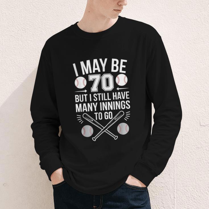 I May Be 70 Baseball Player 70th Birthday Party Youth Long Sleeve Tee