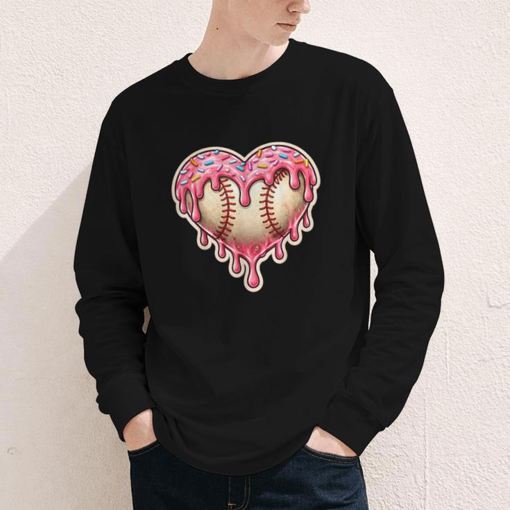 Melting Baseball Drip Heart Softball Player Lover Ice Cream Youth Long Sleeve Tee Melting Baseball Drip Heart Softball Player Lover Ice Cream Youth Long Sleeve Tee