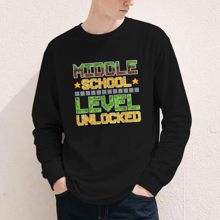Middle School Level Unlocked Gamer Back To School Youth Long Sleeve Tee Middle School Level Unlocked Gamer Back To School Youth Long Sleeve Tee