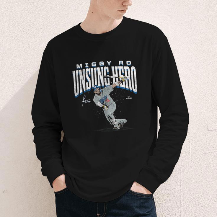 Miguel Rojas Unsung Hero Los Angeles Baseball MLBPA Youth Long Sleeve Tee Miguel Rojas Unsung Hero Los Angeles Baseball MLBPA Youth Long Sleeve Tee