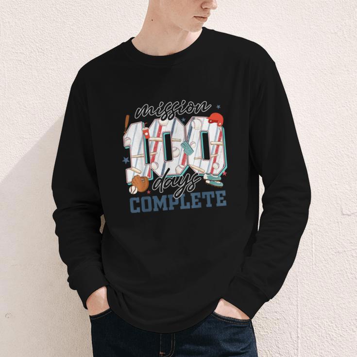 Mission 100 Days Complete Baseball 100th Day Of School Boys Youth Long Sleeve Tee