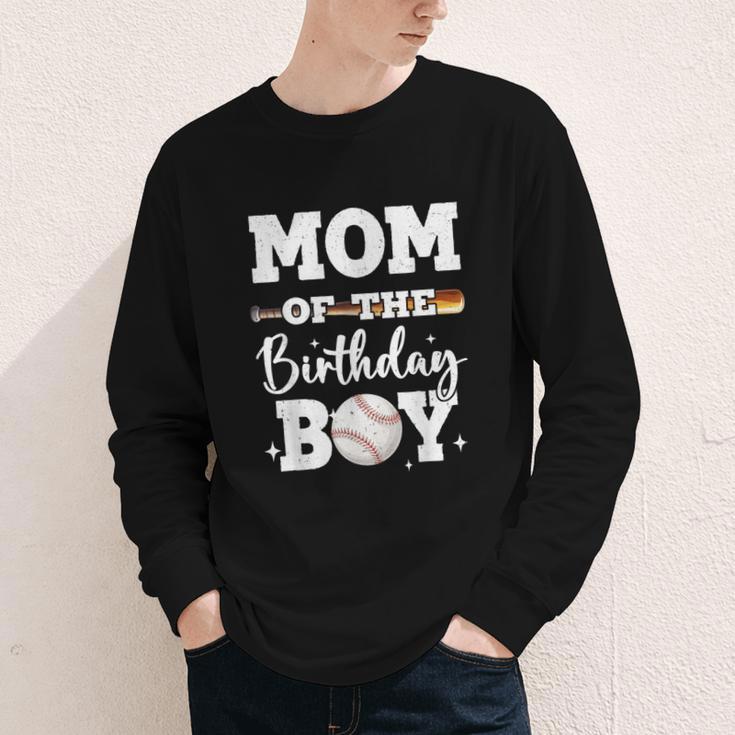Mom Of The Birthday Boy Baseball Bday Family Youth Long Sleeve Tee