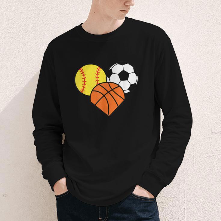 Mom Sports Heart Soccer Basketball Baseball Softball Youth Long Sleeve Tee Mom Sports Heart Soccer Basketball Baseball Softball Youth Long Sleeve Tee