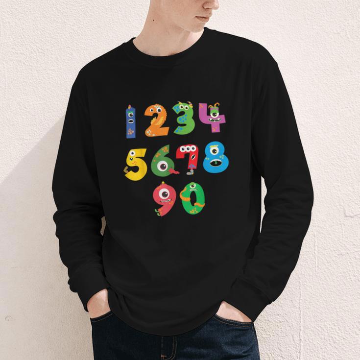 Monster Numbers Learning Cute Numbers 0-9 Back To School Youth Long Sleeve Tee Monster Numbers Learning Cute Numbers 0-9 Back To School Youth Long Sleeve Tee