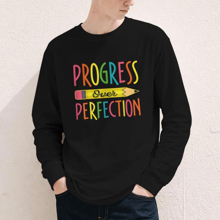 Motivational Quotes Back To School Progress Over Perfection Youth Long Sleeve Tee Motivational Quotes Back To School Progress Over Perfection Youth Long Sleeve Tee