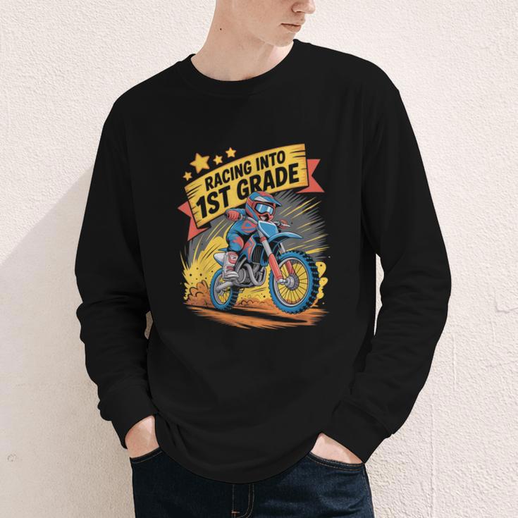 Motocross Dirt Bike Back To School Racing Into 1st Grade Youth Long Sleeve Tee