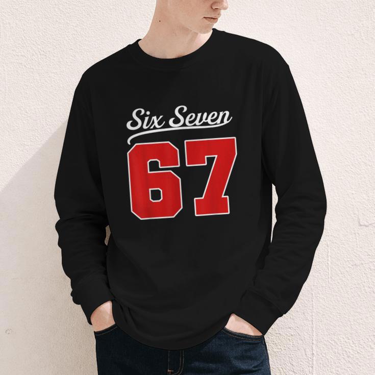 Number 67 Numbered Six Seven Baseball Jersey Style Team 67 Youth Long Sleeve Tee