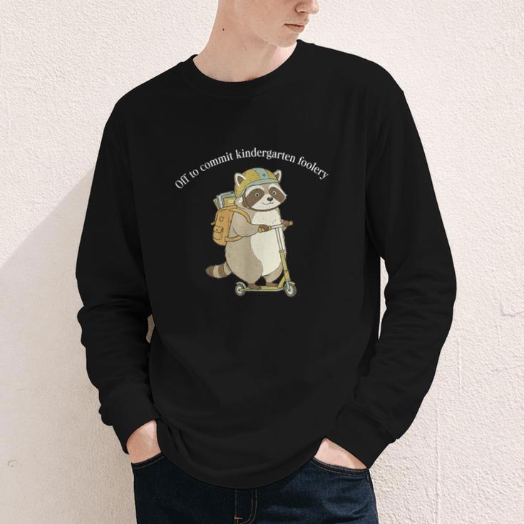 Off To Commit Kindergarten Foolery Raccoon Back To School Youth Long Sleeve Tee