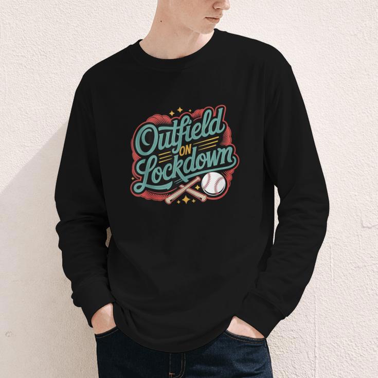 Outfield On Lockdown Baseball Defense Sports Youth Long Sleeve Tee Outfield On Lockdown Baseball Defense Sports Youth Long Sleeve Tee