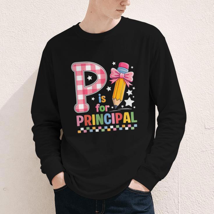 P Is For Principal Back To School Pencil Bow Principal Women Youth Long Sleeve Tee P Is For Principal Back To School Pencil Bow Principal Women Youth Long Sleeve Tee