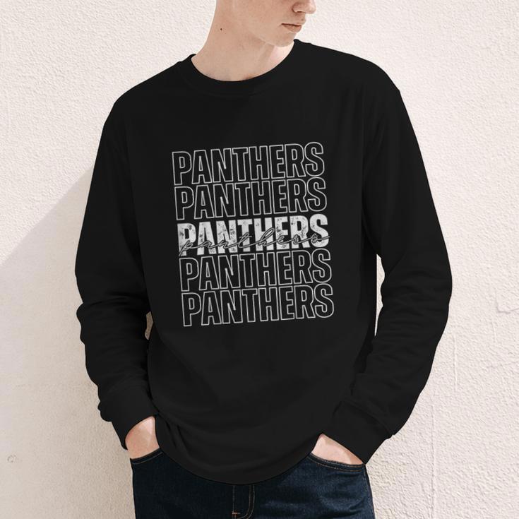 Panthers Mascot Back To School Spirit Sports Team Men Women Youth Long Sleeve Tee