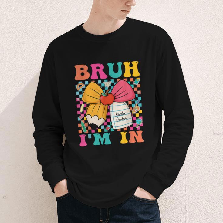 Pencil Bow Bruh I'm In Back To School Kindergarten Youth Long Sleeve Tee Pencil Bow Bruh I'm In Back To School Kindergarten Youth Long Sleeve Tee