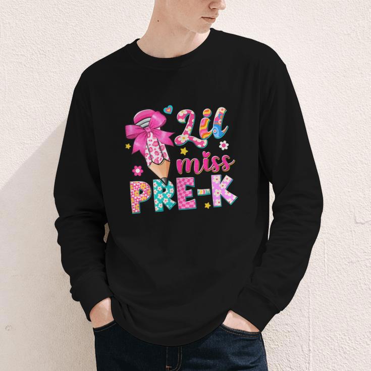 Pencil Bow Lil Miss Pre-K Pre-K Back To School Youth Long Sleeve Tee