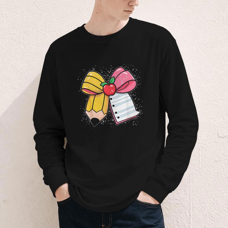 Pencil Coquette Bow Happy First Day Of School Back To School Youth Long Sleeve Tee Pencil Coquette Bow Happy First Day Of School Back To School Youth Long Sleeve Tee