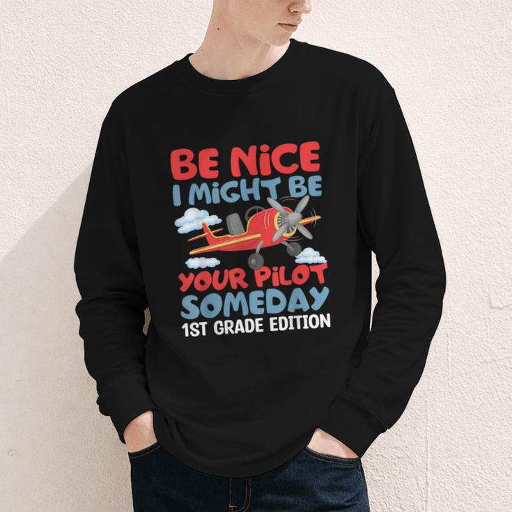 I Might Be Your Pilot First Day Back To School 1st Grade Youth Long Sleeve Tee