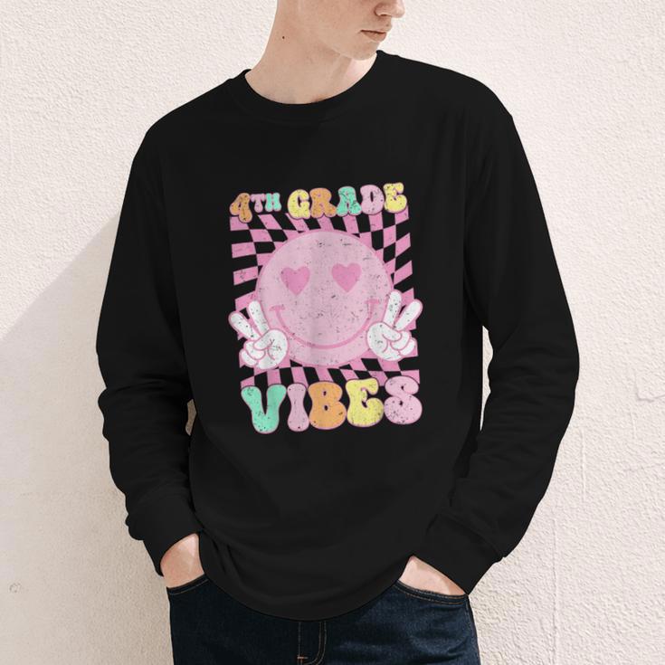 Pink 4th Grade Vibes Smile Face Back To School Fourth Grade Youth Long Sleeve Tee Pink 4th Grade Vibes Smile Face Back To School Fourth Grade Youth Long Sleeve Tee