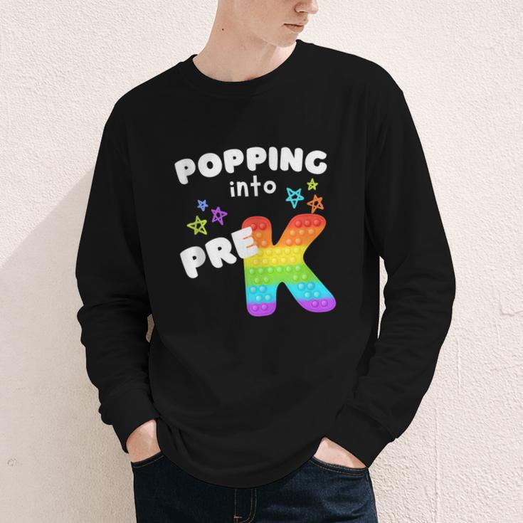 Popping Into Pre K Kid's Back To School Pop It Fidget Toy Youth Long Sleeve Tee