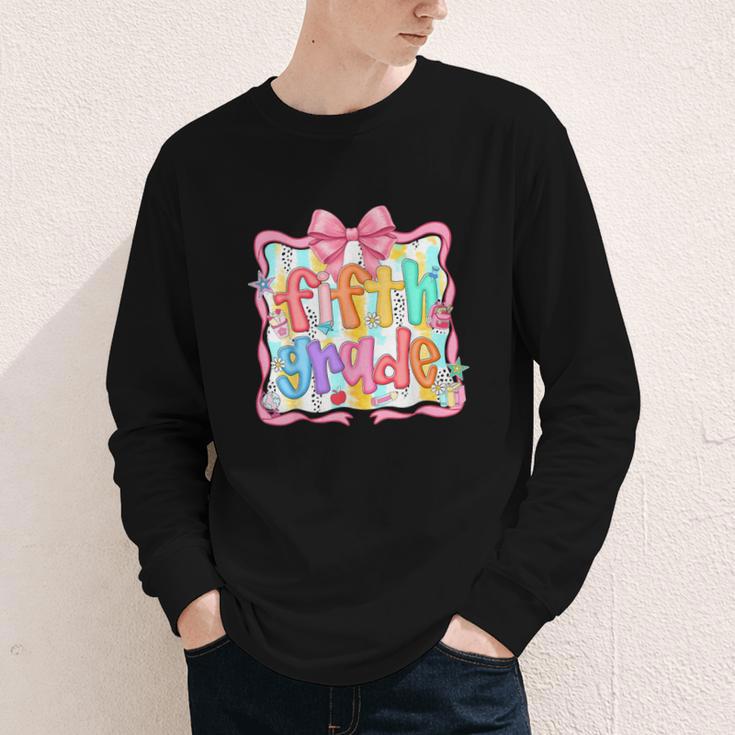 Preppy Back To School Fifth Grade Coquette Bow Women Girl Youth Long Sleeve Tee Preppy Back To School Fifth Grade Coquette Bow Women Girl Youth Long Sleeve Tee