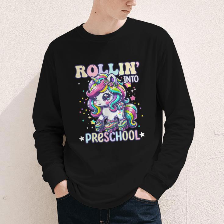 Preschool Back To School First Day Girls PreK Rollin Unicorn Youth Long Sleeve Tee