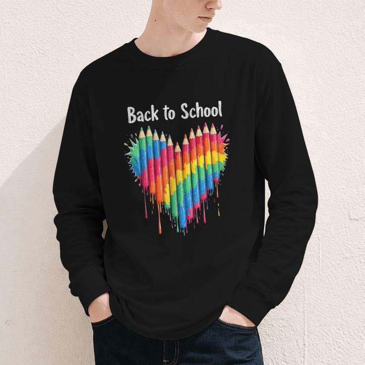 Rainbow Pencil Heart Back To School Creative Youth Long Sleeve Tee Rainbow Pencil Heart Back To School Creative Youth Long Sleeve Tee