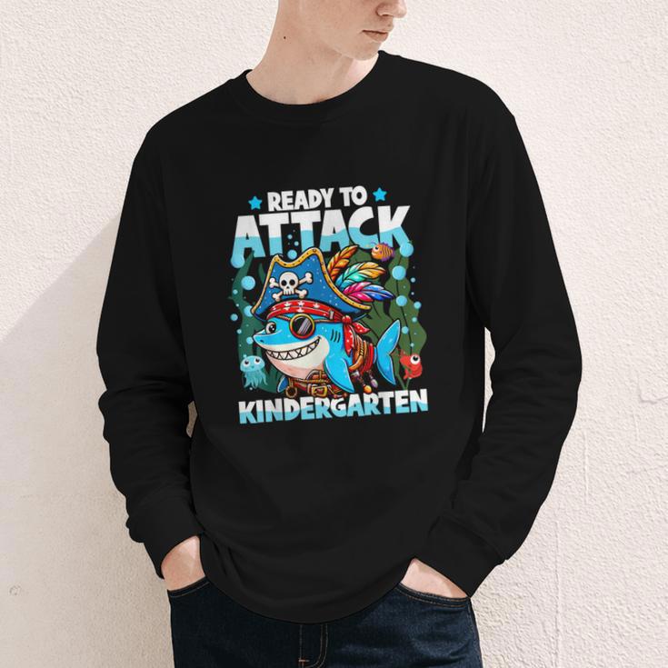 Ready To Attack Kindergarten Pirate Shark Back To School Youth Long Sleeve Tee Ready To Attack Kindergarten Pirate Shark Back To School Youth Long Sleeve Tee