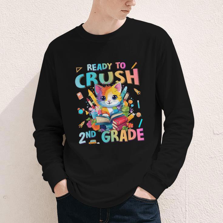 Ready To Crush 2nd Grade Back To School 2nd Grade Cat Kitten Youth Long Sleeve Tee Ready To Crush 2nd Grade Back To School 2nd Grade Cat Kitten Youth Long Sleeve Tee