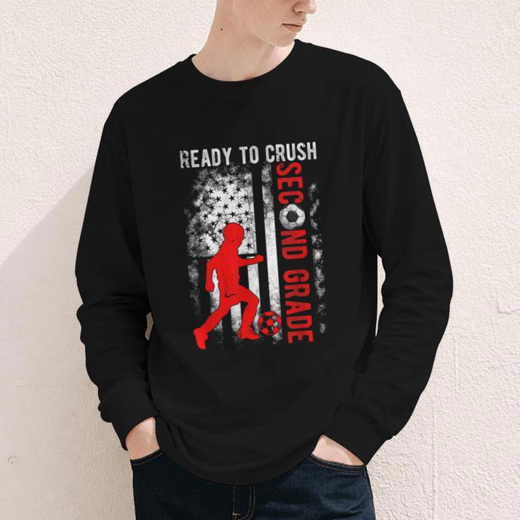 Ready To Crush Second Grade Soccer USA Flag Back To School Youth Long Sleeve Tee Ready To Crush Second Grade Soccer USA Flag Back To School Youth Long Sleeve Tee