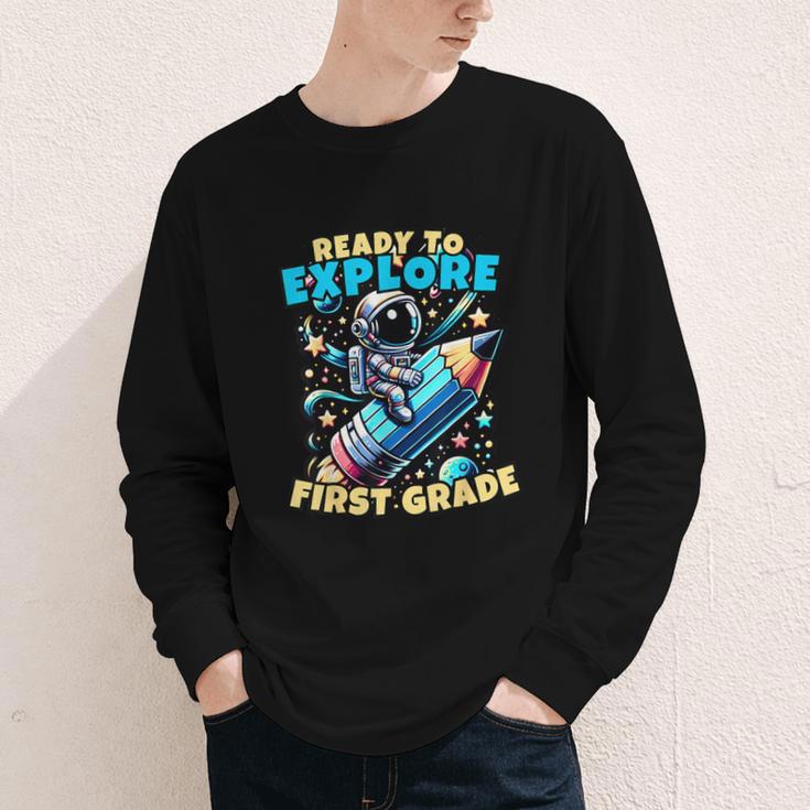 Ready To Explore 1st Grade Kids Astronaut Back To School Youth Long Sleeve Tee